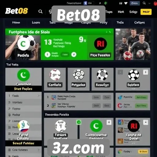 Bet08 - Funcionalidades da interface do usuário no site Bet08